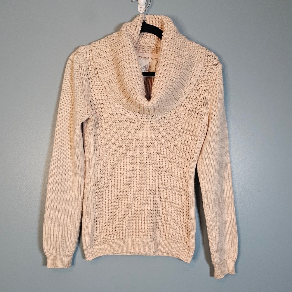 Angel of the North Anthropologie Cowl Neck Chunky Knit Wool Blend Sweater Medium
